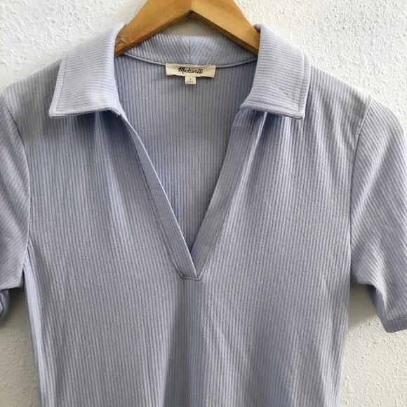MADEWELL Drapey Rib Short-Sleeve Polo Top Size Small - Picture 5 of 10